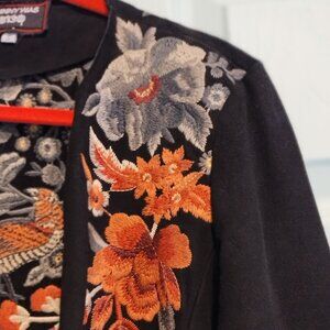 Johnny Was Workshop Suede Embroidered Jacket Small